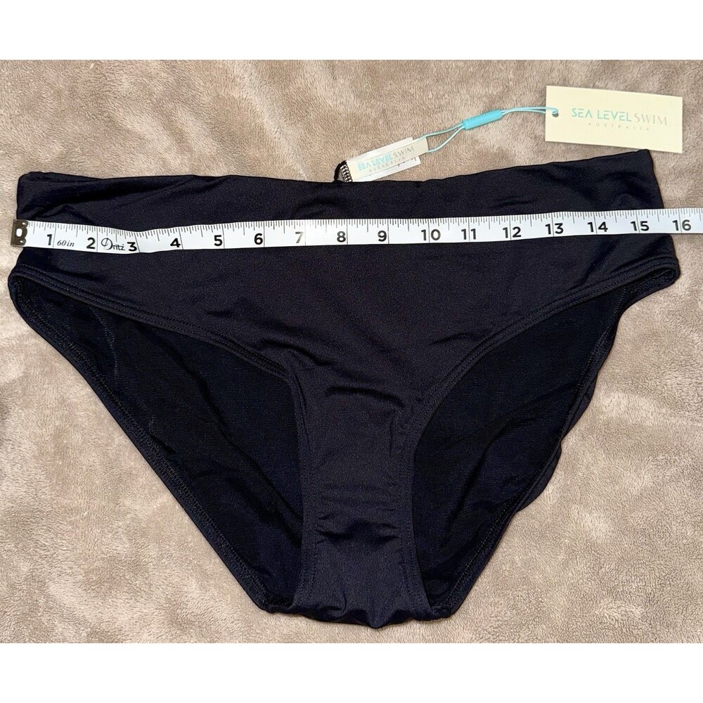 NWT SEA LEVEL SWIM Essentials Mid Bikini Pant Black 10
